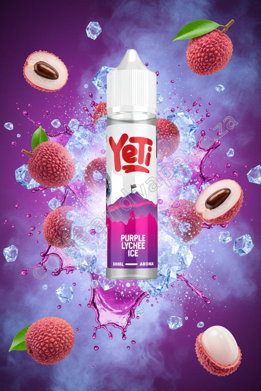 Yeti Purple Lychee Ice aroma bottle on a white background