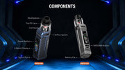 SMOK RPM 100 vape devices displayed side by side on dark blue background with glowing lights