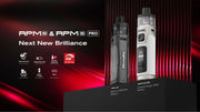 SMOK RPM 5 80W Pro Pod Kit vape devices on red and black background, battery not included