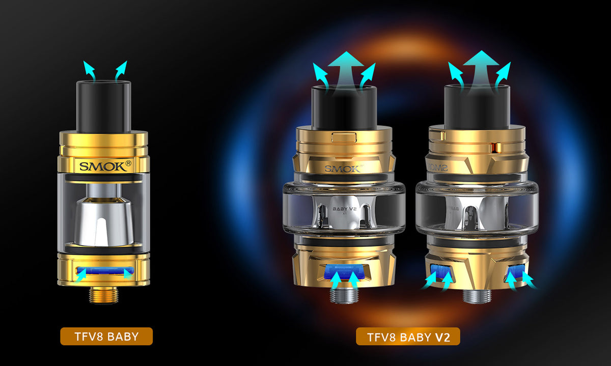 SMOK TFV8 Baby V2 Tank airflow system comparison