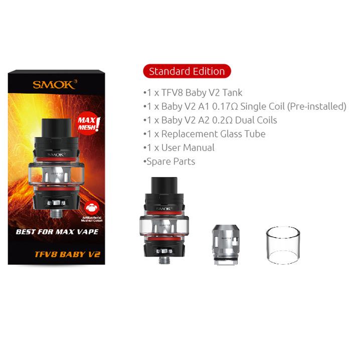 SMOK TFV8 Baby V2 Tank kit contents