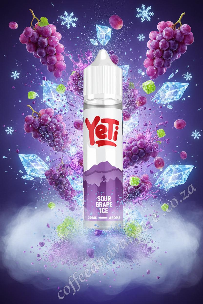 Yeti Sour Grape Ice aroma bottle on a white background