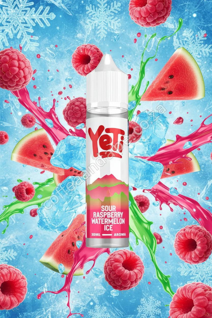 Yeti Sour Raspberry Watermelon Ice aroma bottle on a white background