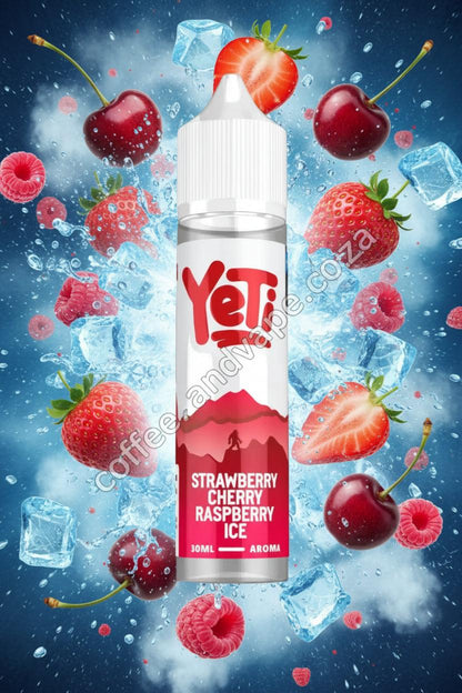 Yeti Strawberry Cherry Raspberry Ice vape juice bottle on a white background
