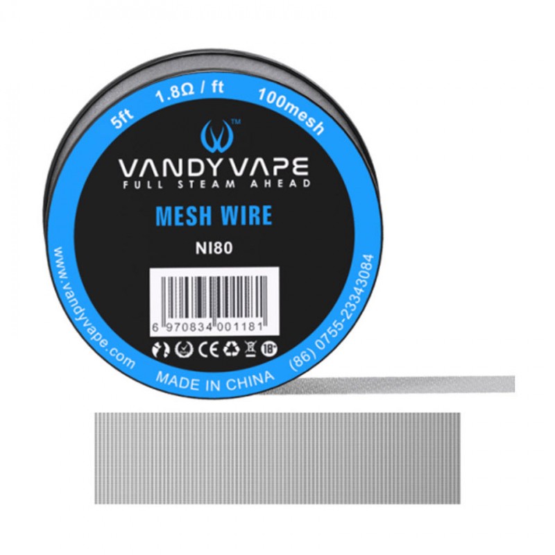 Vandy Vape Ni80 Mesh Wire 100 mesh 5ft 1.8 ohm per foot
