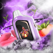 Velocity 25K Puffs disposable vape with purple berry-themed smoke and vibrant lighting