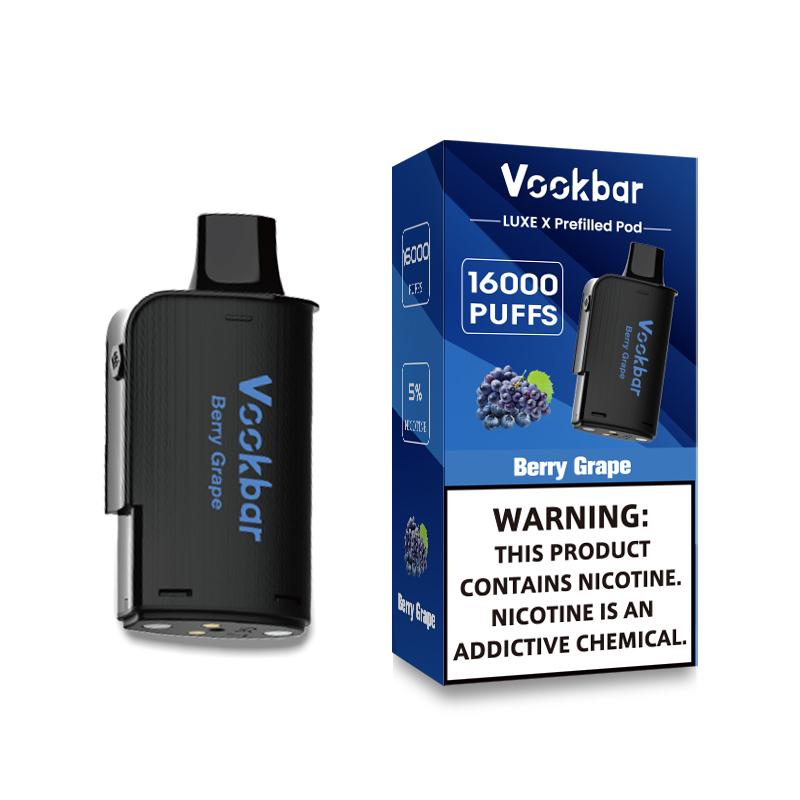Vookbar LUXE X 16K Berry Grape 50mg prefilled replacement pod and packaging