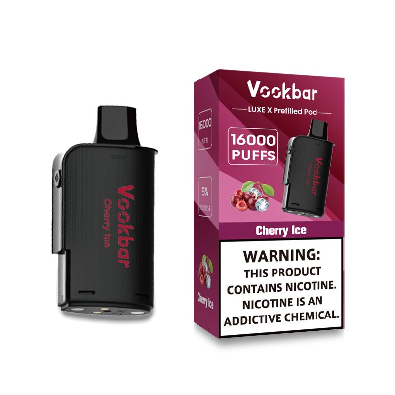 Vookbar LUXE X 16K Cherry Ice 50mg prefilled replacement pod and packaging