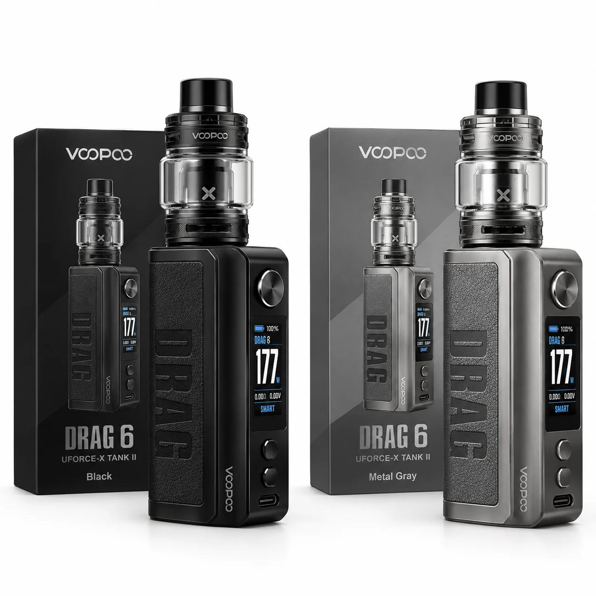 VOOPOO Drag 6 Kit in Black and Metal Gray with UFORCE-X Tank II