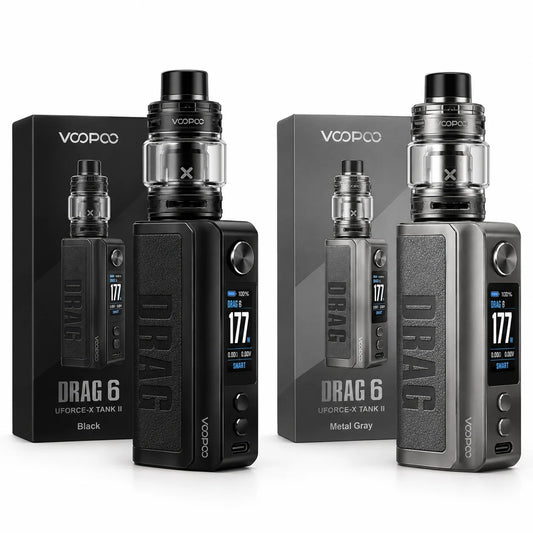 VOOPOO Drag 6 Kit in Black and Metal Gray with UFORCE-X Tank II