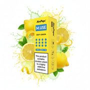 Yellow box of AirPops MUSE Zesty Lemon vape pods on a white background